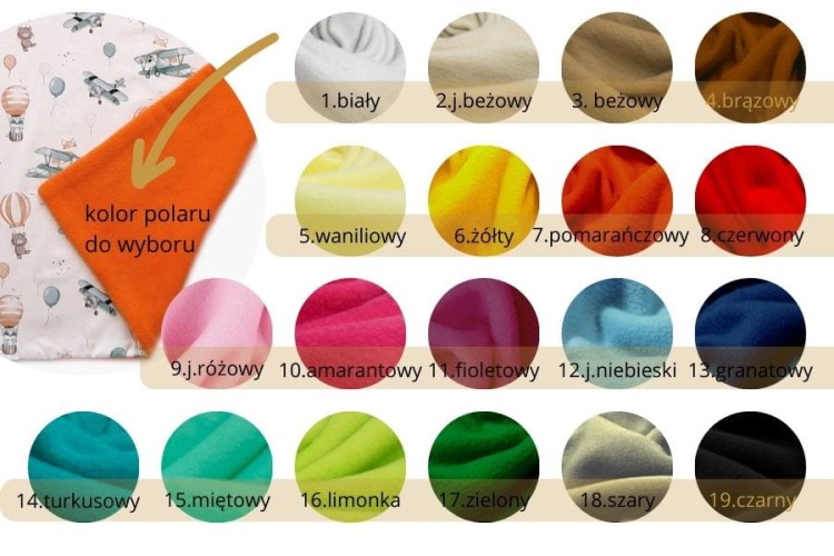 kolory kocyków polarowych dla dzieci haftyok.pl