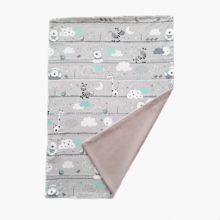 szary kocyk dla chłopca z metryczka na prezent haftyok.pl