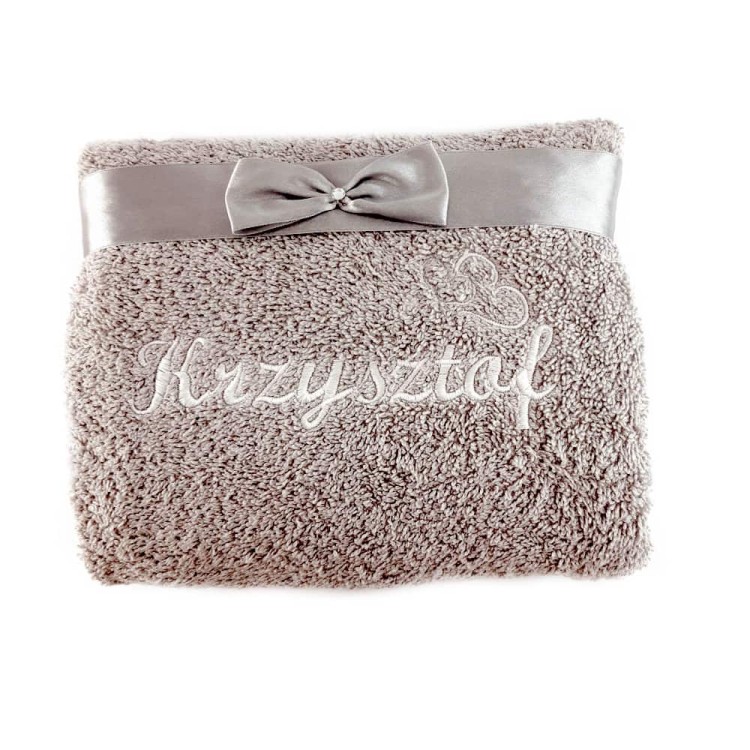 ręcznik z imieniem na prezent szary ręcznik