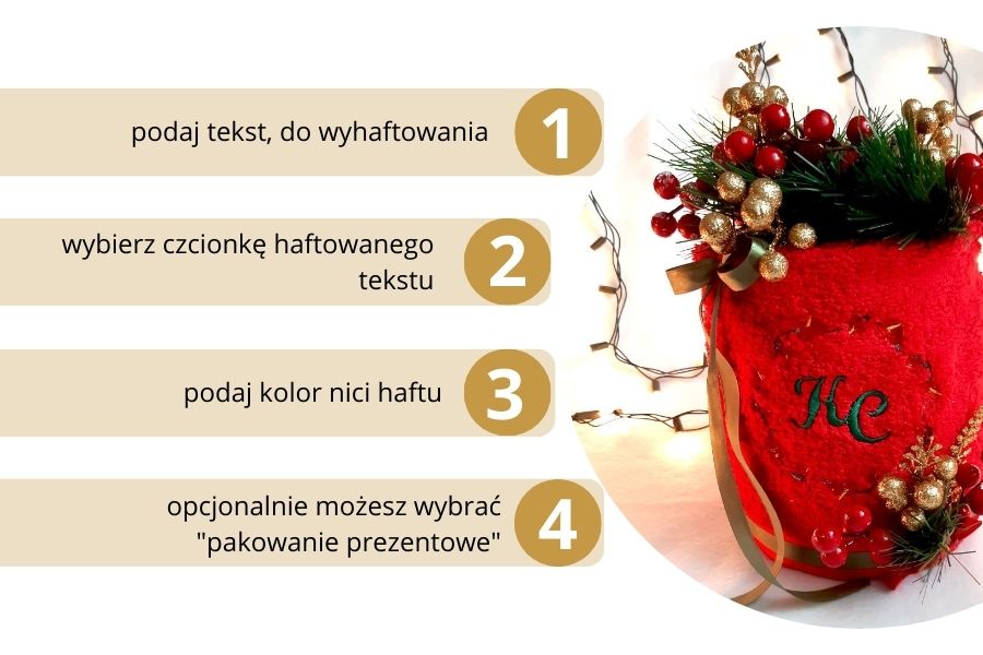 tort z ręcznika na prezent świąteczny monogram haftyok.pl