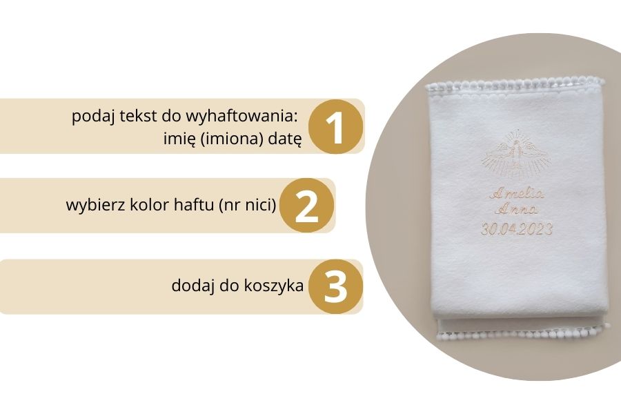 biały kocyk dla dziecka na prezent haftyok.pl