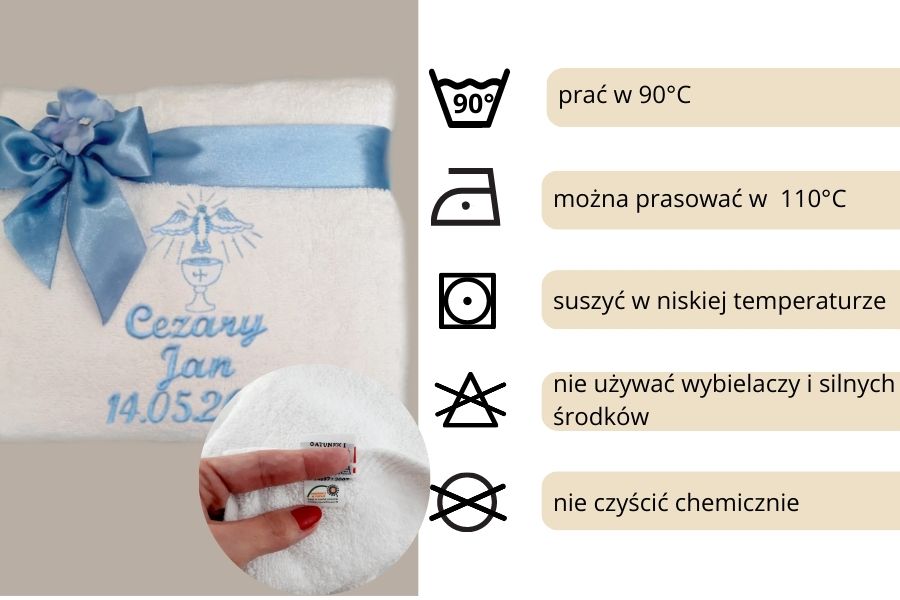 ręcznik biały z imieniem dziecka prezent na chrzest