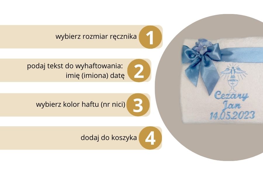 biały ręcznik dla dziecka na prezent haftyok.pl