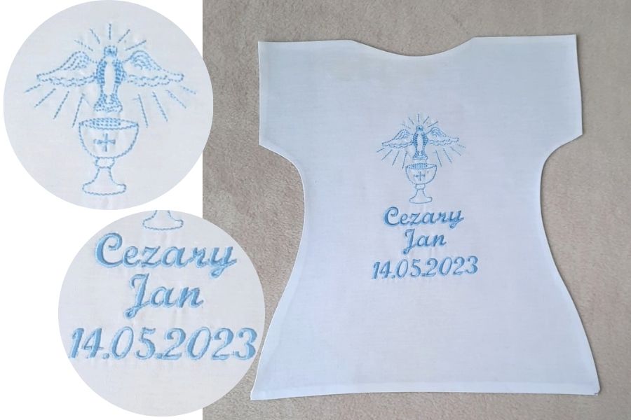 biała szatka do chrztu dla chłopczyka haftyok.pl