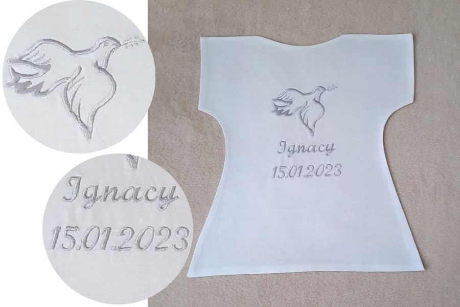 biała szatka do chrztu haftyok.pl