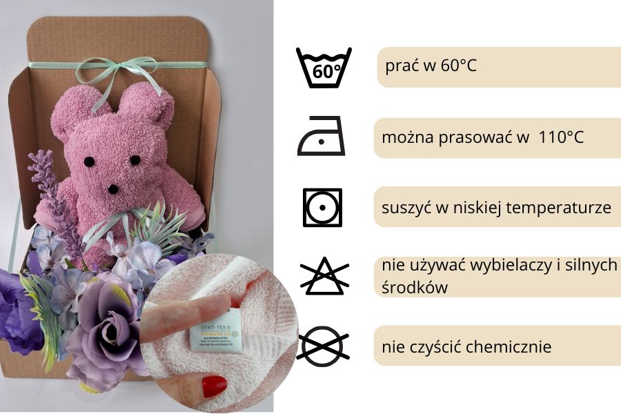 box prezentowy z ręcznikiem w kształcie misia haftyok.pl