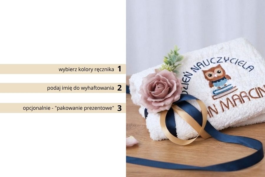 prezent dla nauczyciela ręcznik z haftem i imieniem