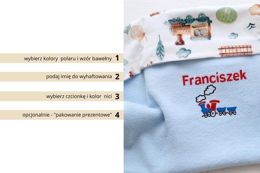 kocyk z imieniem dziecka na prezent