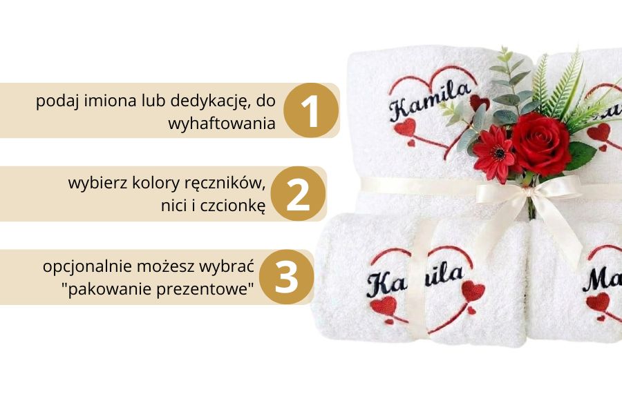 komplety ręczników na prezent, personalizowany