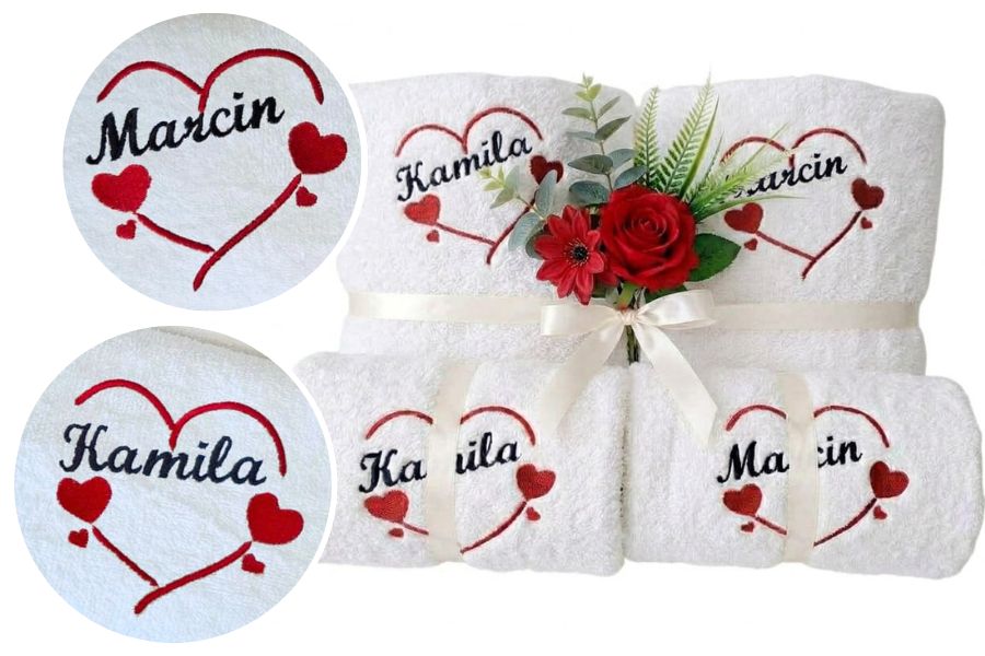 komplet z ręczników na prezent, personalizowany