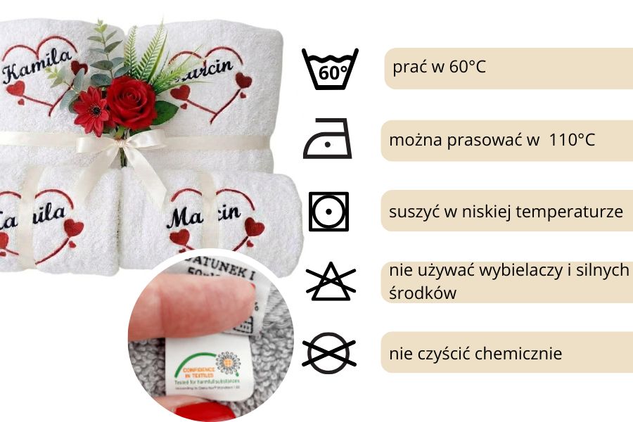 komplet z ręczników na prezent, personalizowany