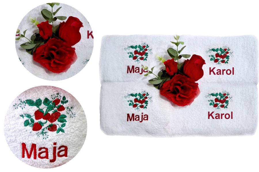 komplet z ręczników na prezent, personalizowany