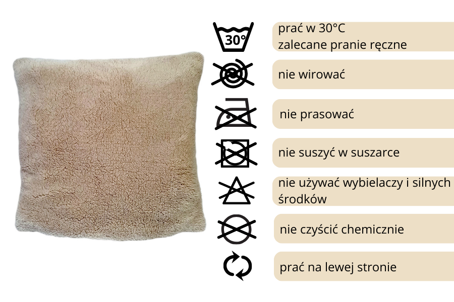 poduszka dekoracyjna beżowa baranek