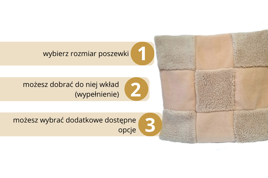 poduszka dekoracyjna beżowa szachownica haftyok.pl