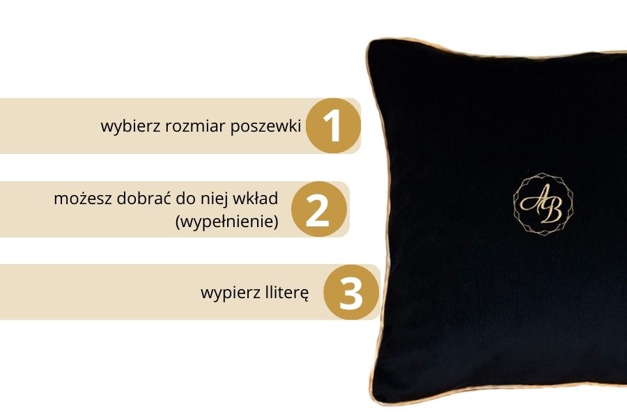 poduszka dekoracyjna velvet szara z monogramem