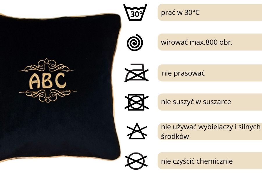 poduszka dekoracyjna velvet czarna monogram