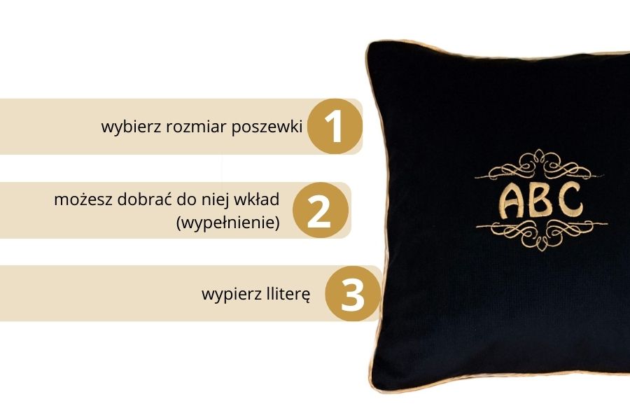 poduszka dekoracyjna velvet czarna z monogramem