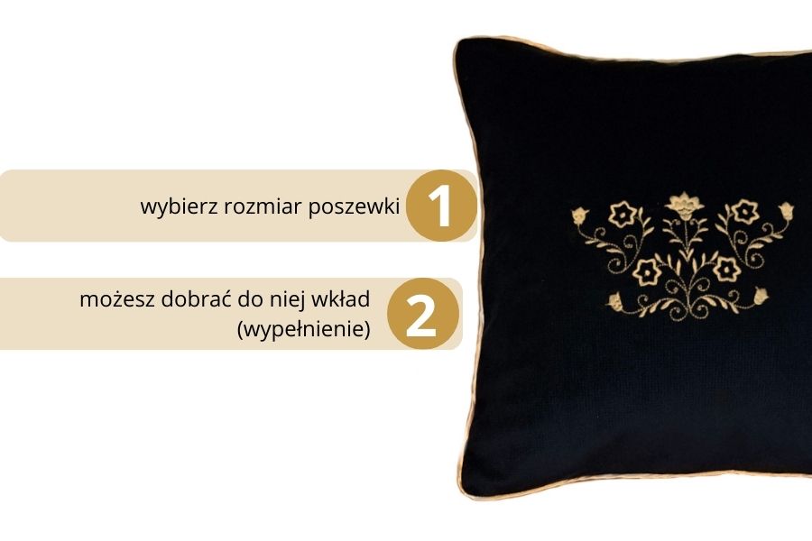 poduszka dekoracyjna velvet czarna z hatem