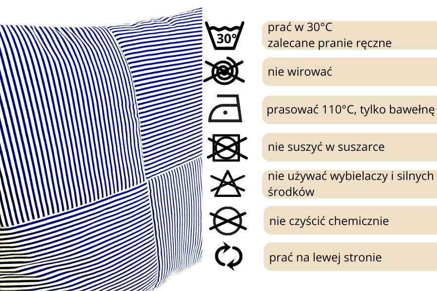 poduszka dekoracyjna w paski biało granatowe