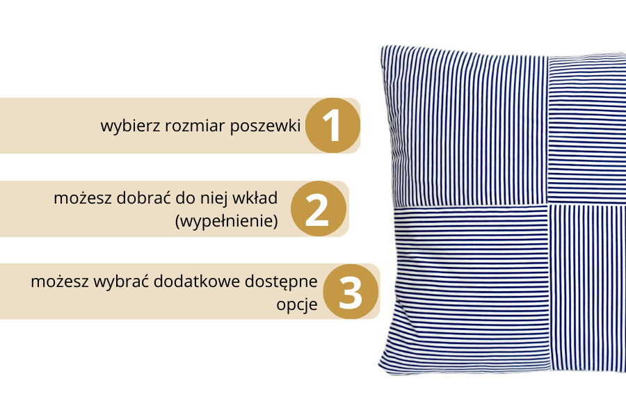 poduszka dekoracyjna drobne paski granatowe białe haftyok.pl