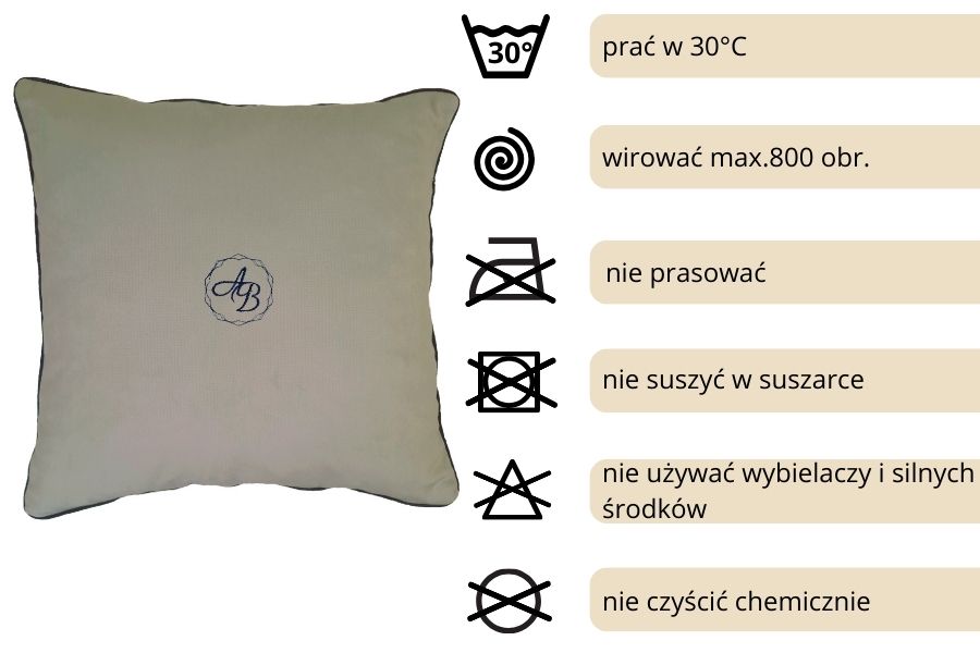 poduszka dekoracyjna velvet szara monogram