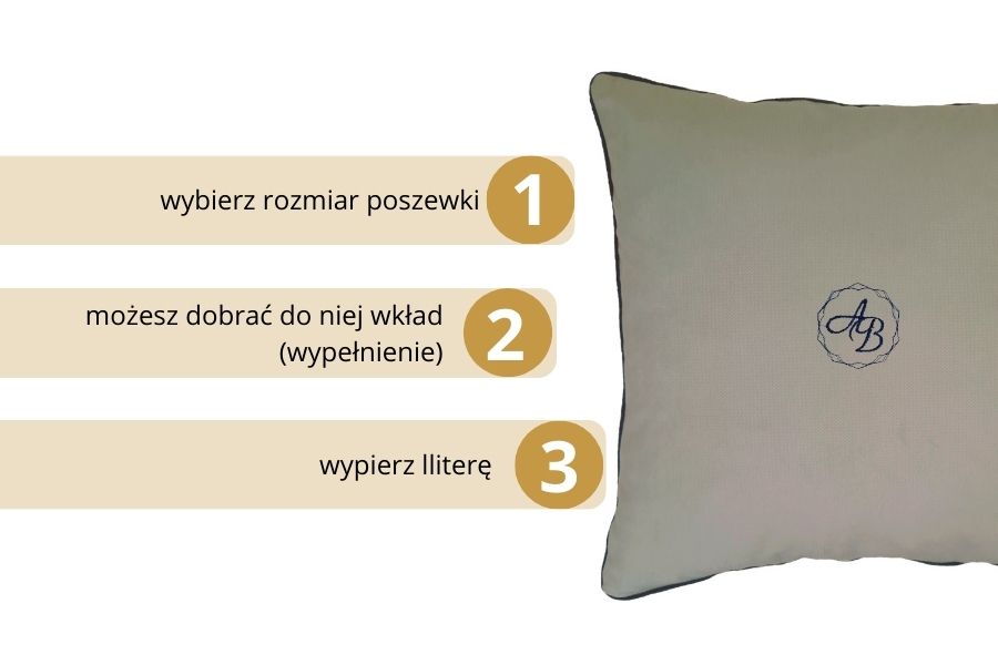 poduszka dekoracyjna velvet szara z monogramem