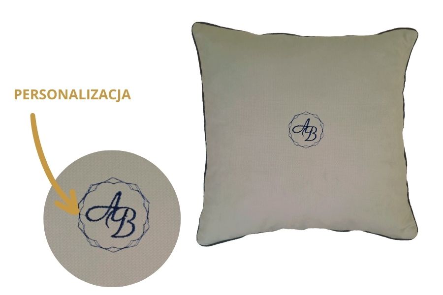 poduszka dekoracyjna velvet szara z monogramem