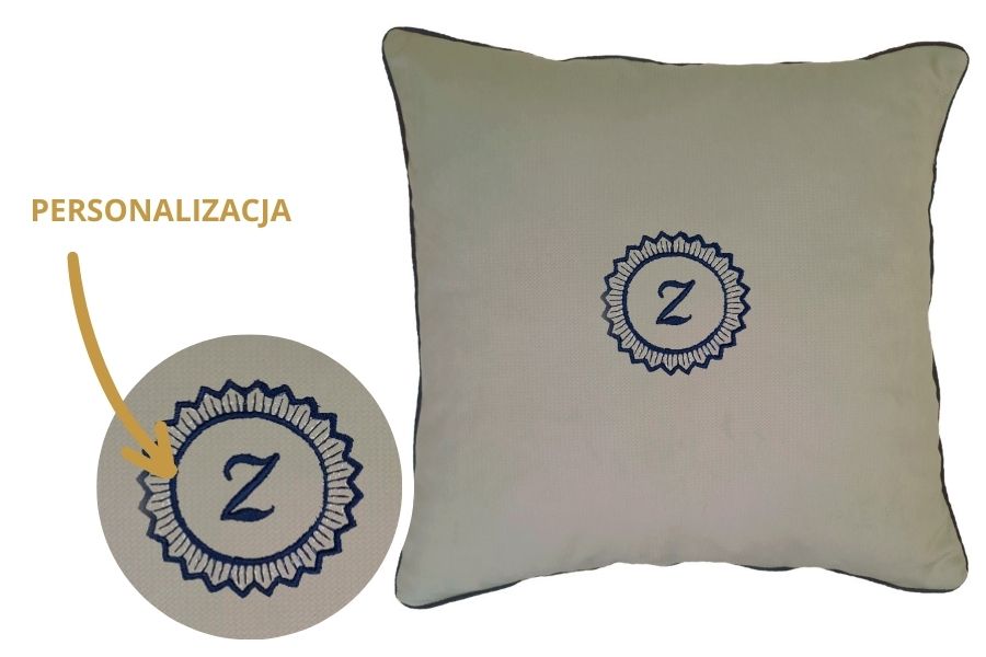 poduszka dekoracyjna velvet szara z monogramem