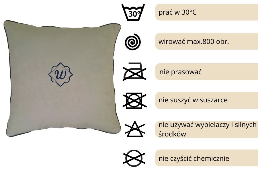 poduszka dekoracyjna velvet szara monogram