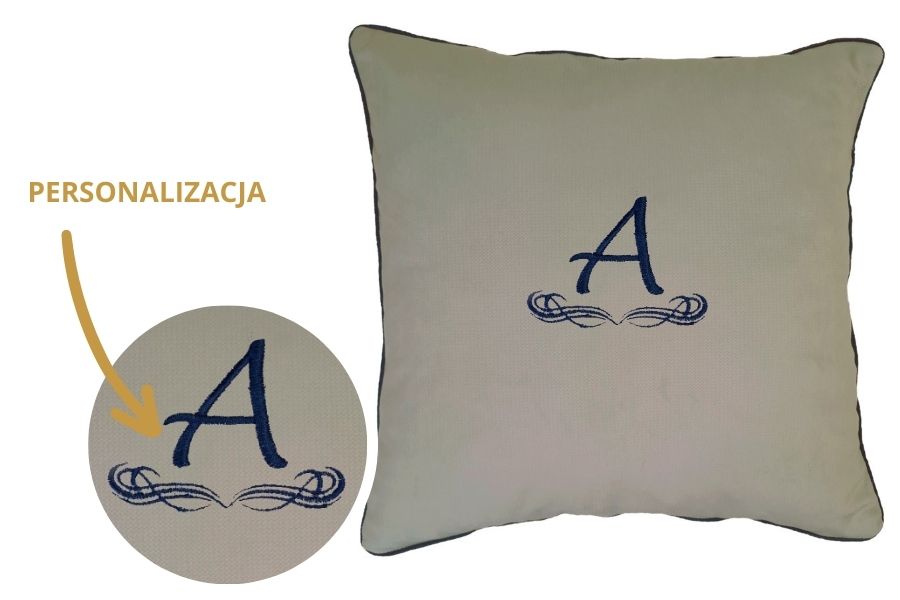 poduszka dekoracyjna velvet szara z monogramem