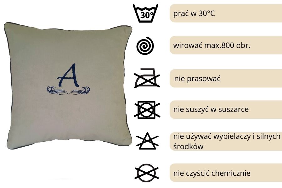 poduszka dekoracyjna velvet szara monogram