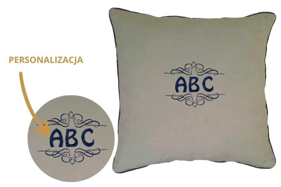 poduszka dekoracyjna velvet szara z monogramem