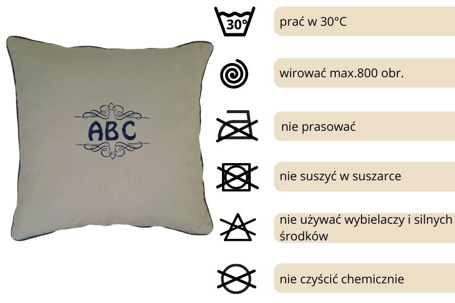 poduszka dekoracyjna velvet szara monogram