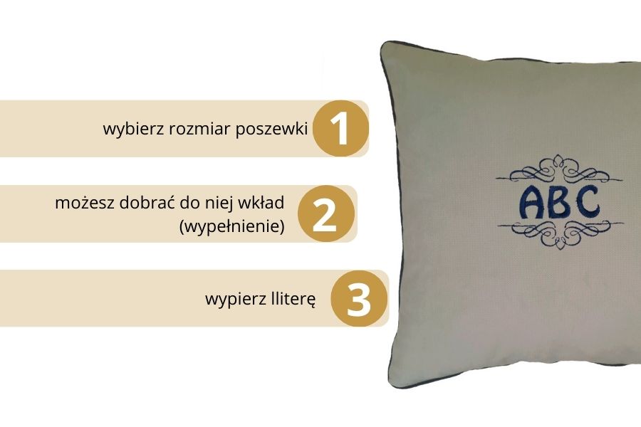 poduszka dekoracyjna velvet szara z monogramem