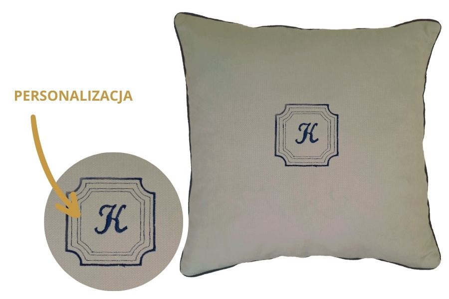 poduszka dekoracyjna velvet szara z monogramem