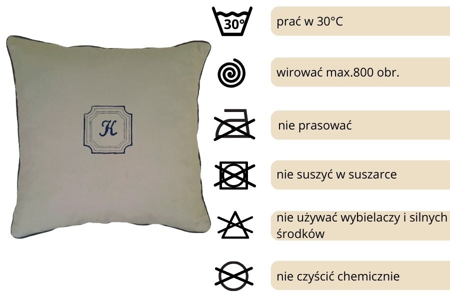 poduszka dekoracyjna velvet szara monogram