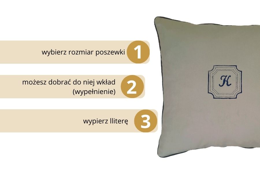 poduszka dekoracyjna velvet szara z monogramem