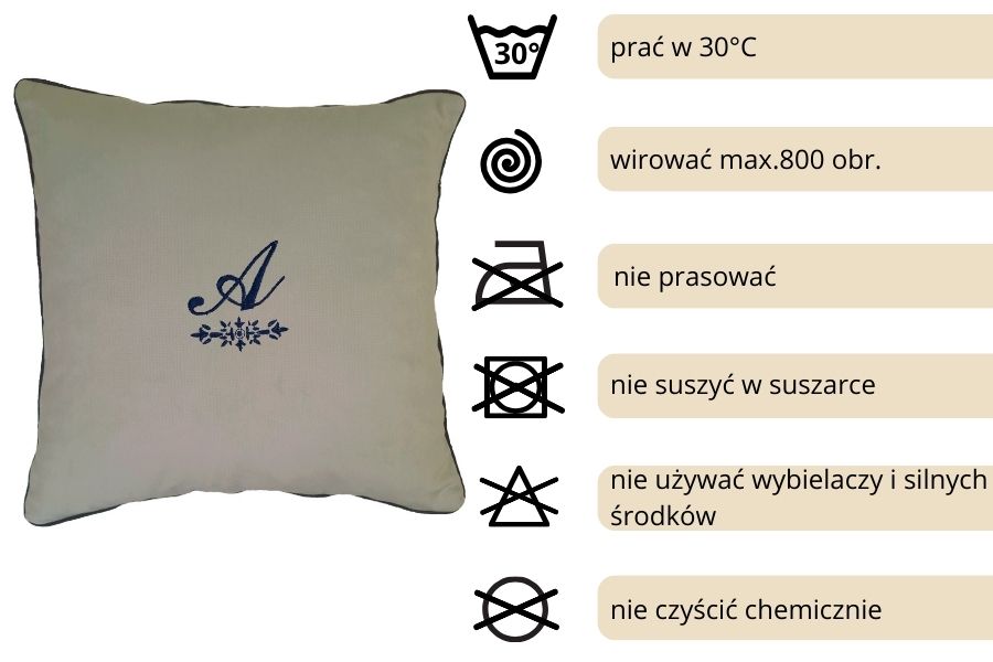 poduszka dekoracyjna velvet szara monogram