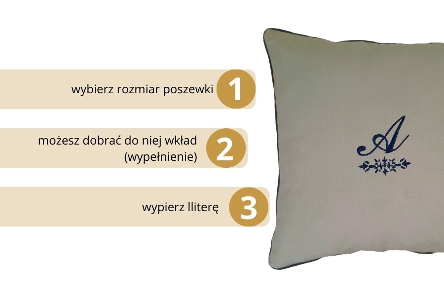 poduszka dekoracyjna velvet szara z monogramem