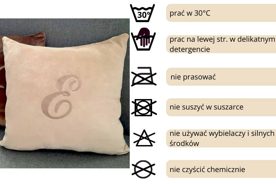 poduszka dekoracyjna welur monogram