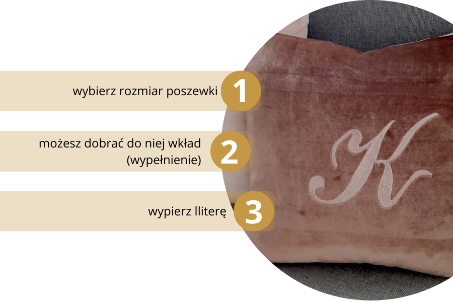 poduszka dekoracyjna welur haftowana litera haftyok.pl