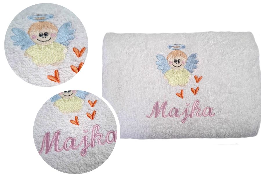 ręcznik frotte biały z personalizowanym haftem
