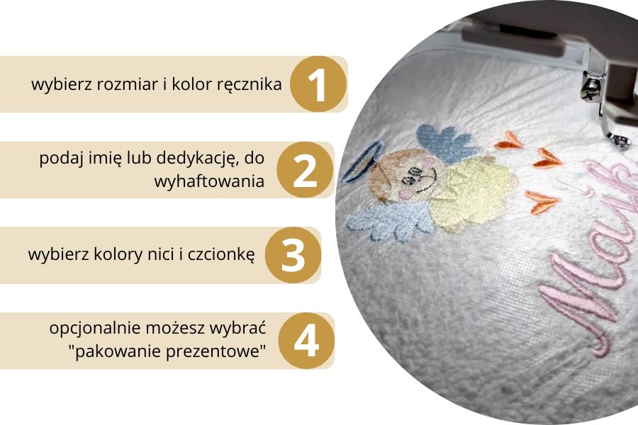 ręcznik bawełna frotte biały imię