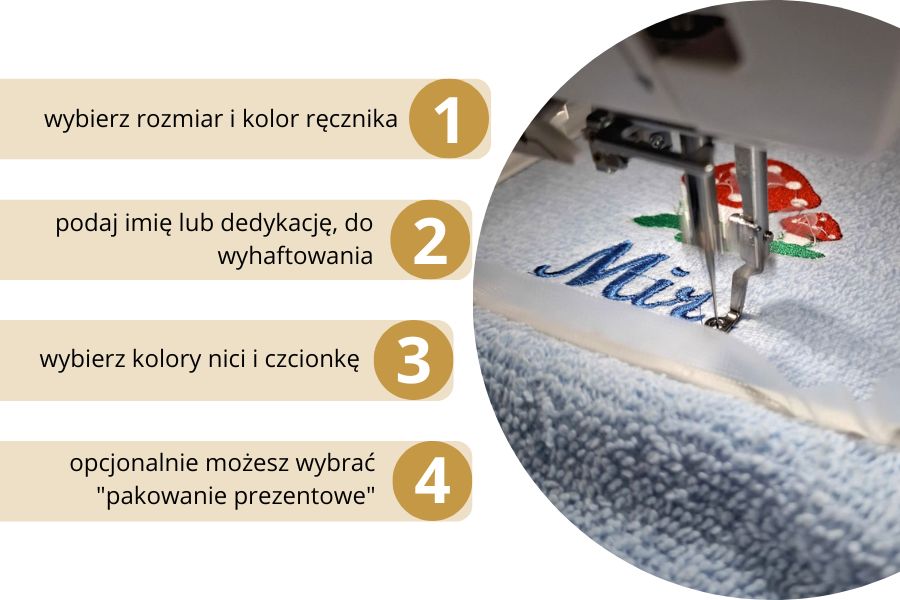prezent na zamówienie ręcznik z haftem i imieniem