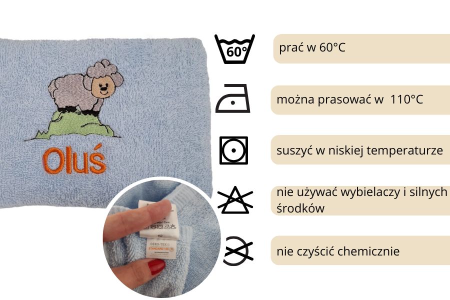 błękitny ręcznik z imieniem chłopca