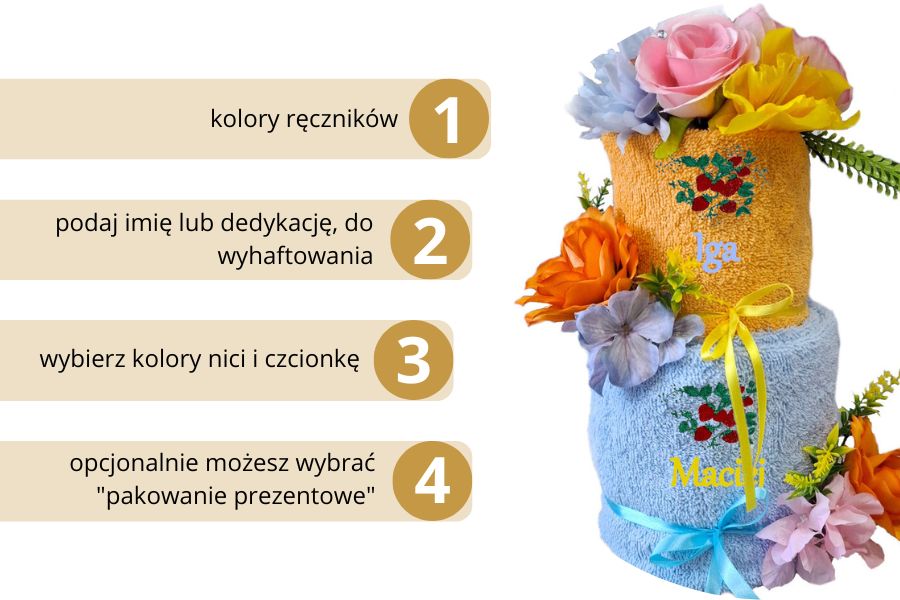 ręczniki frotte na prezent tort z ręczników