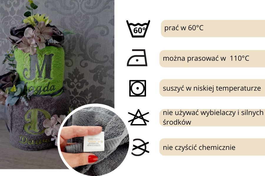 ręczniki frotte szary limonka