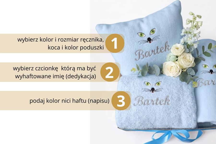 zestaw dla dziecka kot zielone oko imię dziecka