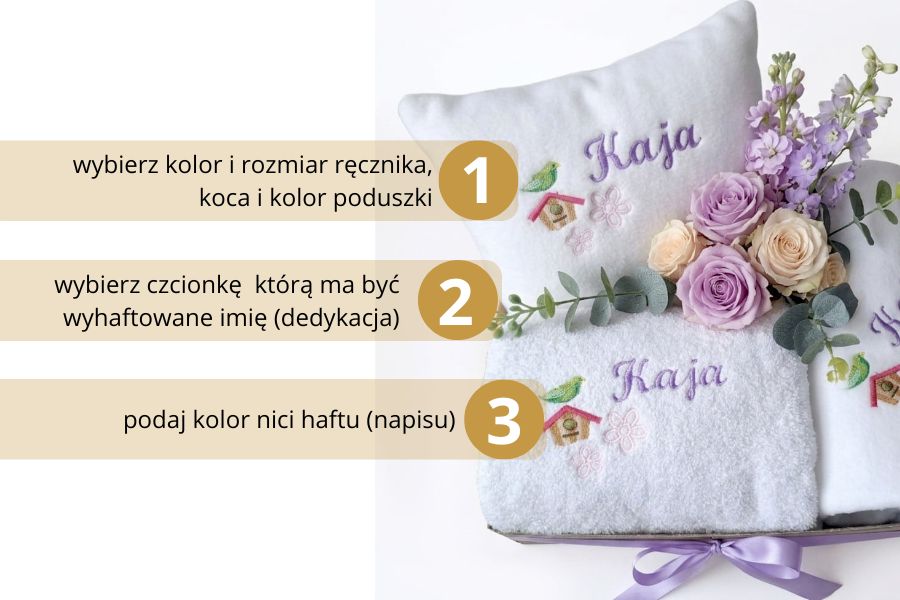 zestaw dla dziecka kocyk poduszka ręcznik